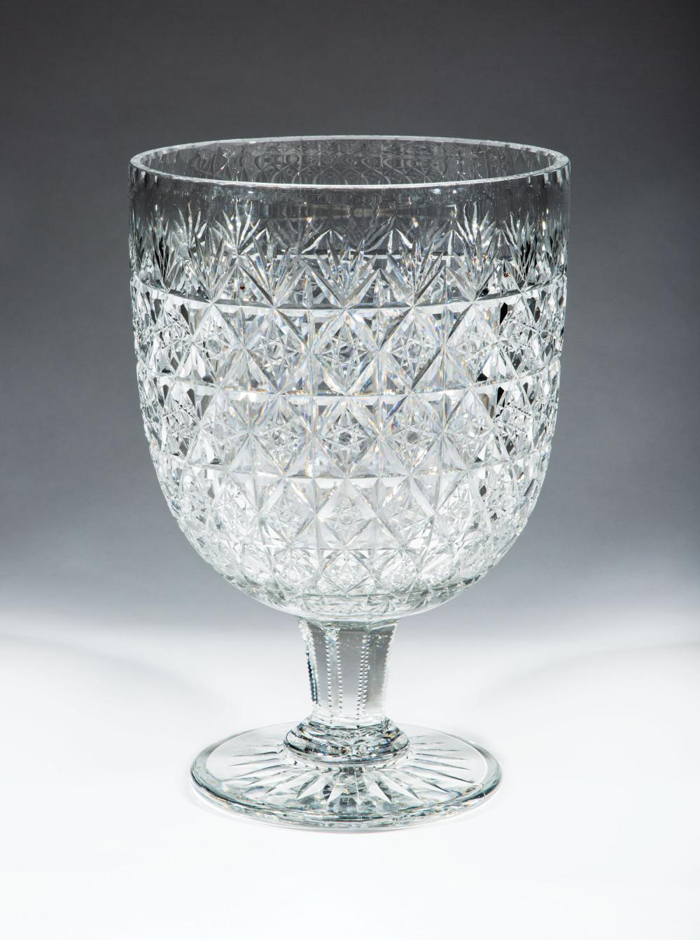 Appraisal: Large English Cut Glass Vase diamond and star cut design