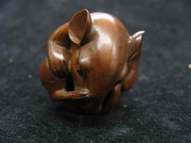 Appraisal: Carved Ivory Netsuke of a Rat balled up '' diameter