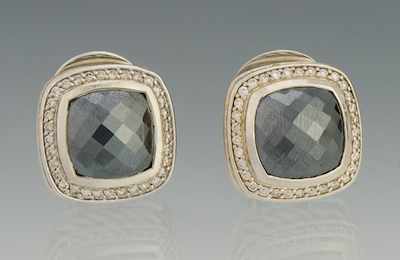 Appraisal: A David Yurman Sterling Silver Diamond and Hematite Ear Clips