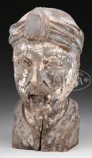 Appraisal: CARVED PAINTED TRADE FIGURE DEPICTING BUST OF A MAN From