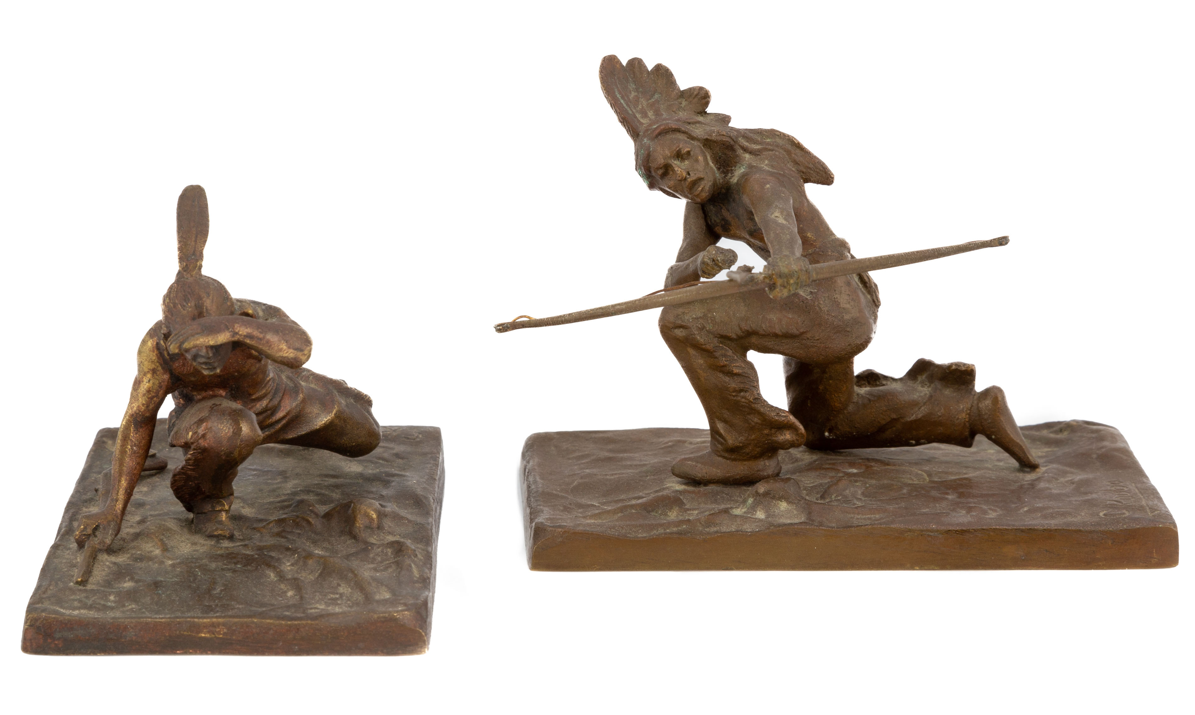 Appraisal: CARL KAUBA BRONZE INDIANS both signed C Kauba