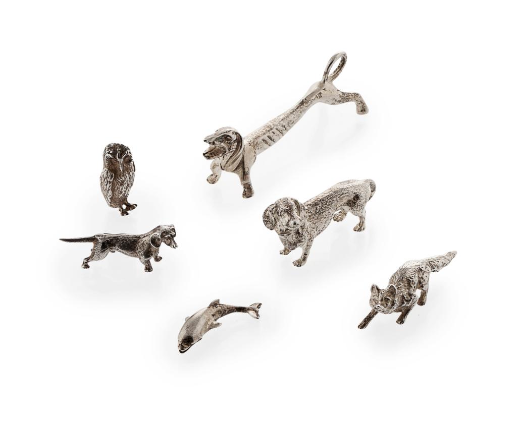 Appraisal: A group of three silver dachshunds modern various makers one