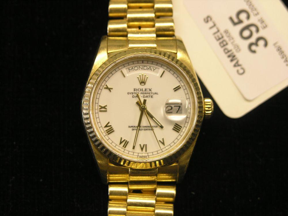 Appraisal: An ct gold Rolex Oyster Perpetual Day-Date gentleman's wristwatch white