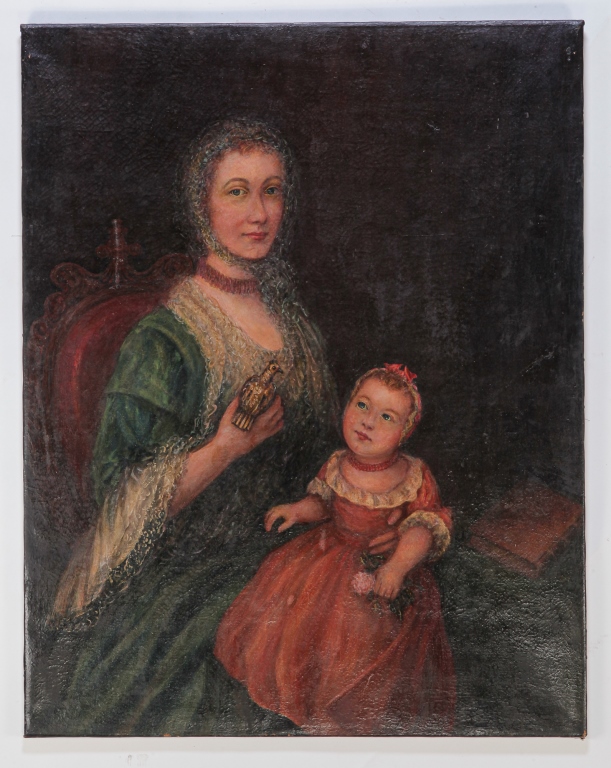 Appraisal: PORTRAIT OF MOTHER AND CHILD European school mid th century