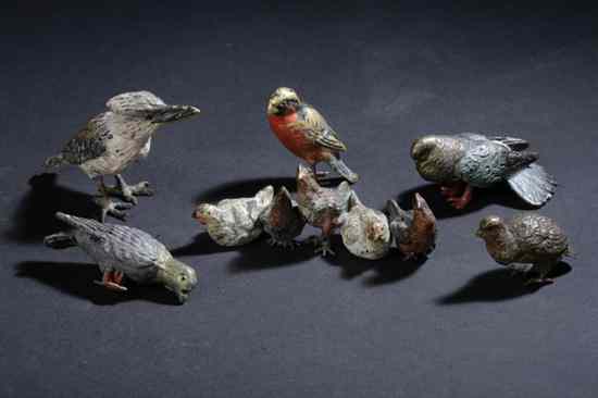 Appraisal: SIX AUSTRIAN COLD-PAINTED BRONZE FIGURES OF BIRDS Circa chickens indistinctly