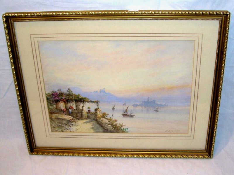 Appraisal: Neopolitan Sunset View - Thomas Wilson Watercolor view by Thomas