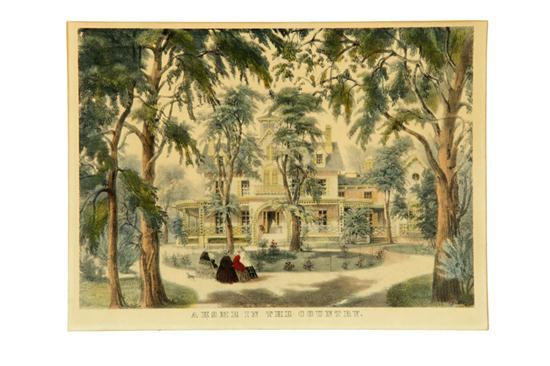 Appraisal: A HOME IN THE COUNTRY AFTER CURRIER IVES Handcolored lithograph