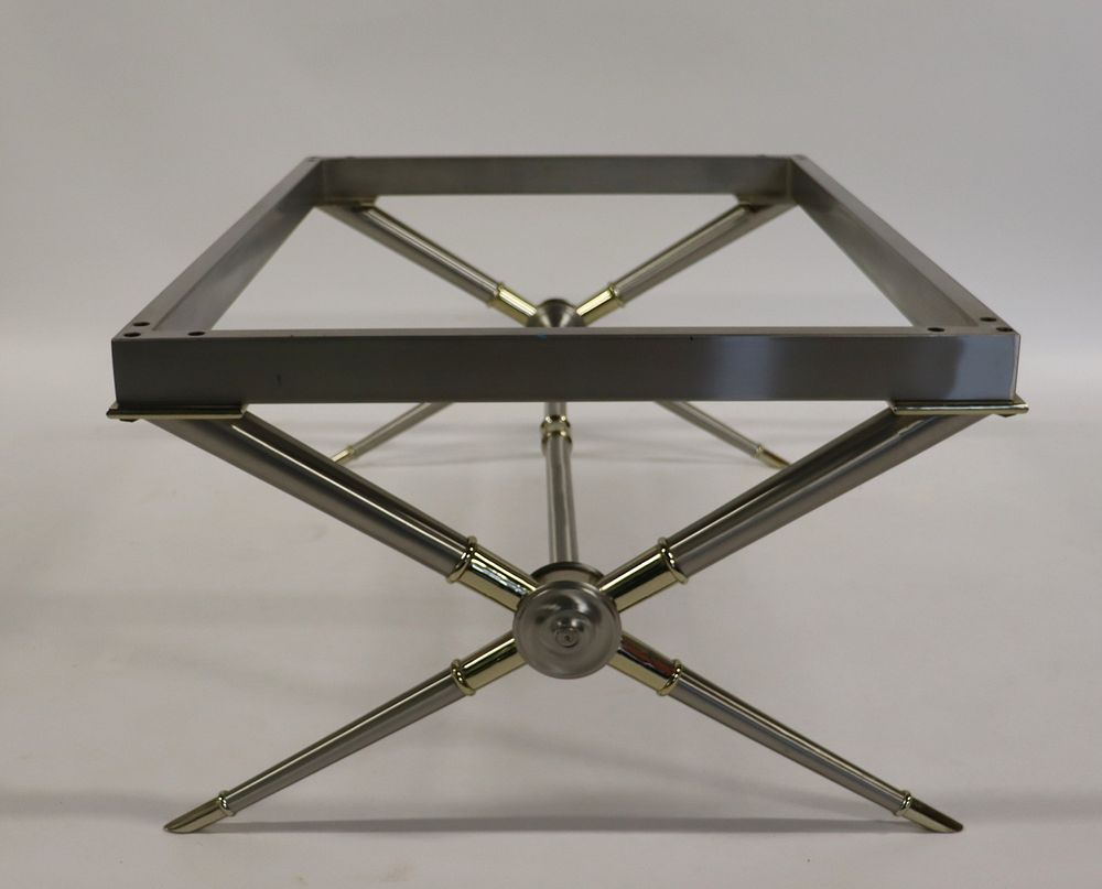 Appraisal: Vintage And Quality Steel And Brass X Form Coffee Table