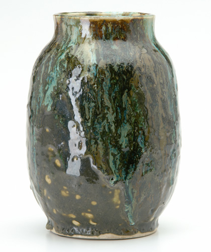 Appraisal: DEDHAM Experimental vase by Hugh Robertson covered in mottled brown