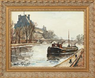 Appraisal: S Girault Continental Canal Scene th c oi S Girault