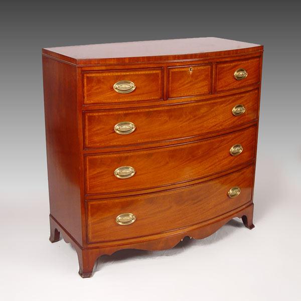 Appraisal: HEPPLEWHITE STYLE MAHOGANY BOWFRONT CHEST The drawers over three full