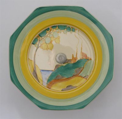 Appraisal: Secrets' a Clarice Cliff Bizarre octagonal cake plate painted in