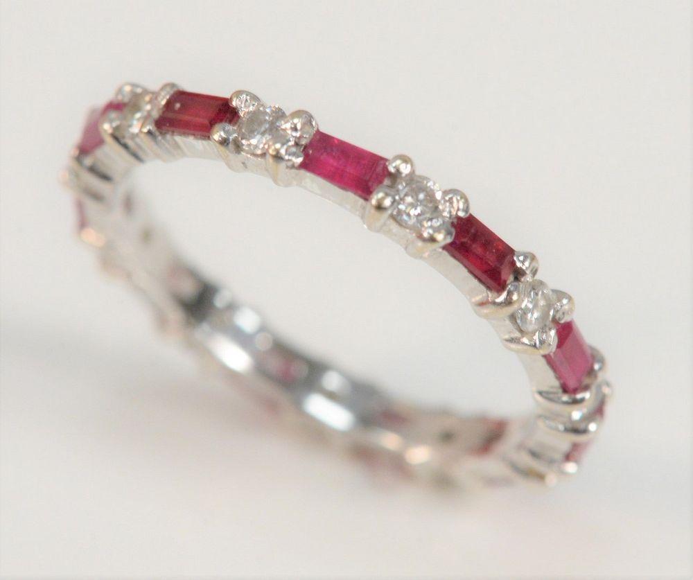 Appraisal: Karat White Gold Ruby and Diamond Band size Karat White