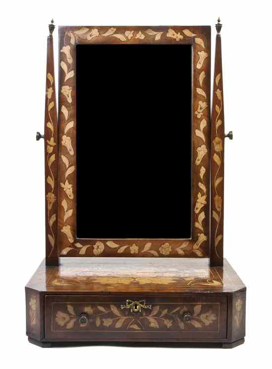 Appraisal: A Dutch Marquetry Dressing Mirror having a rectangular vertical plate