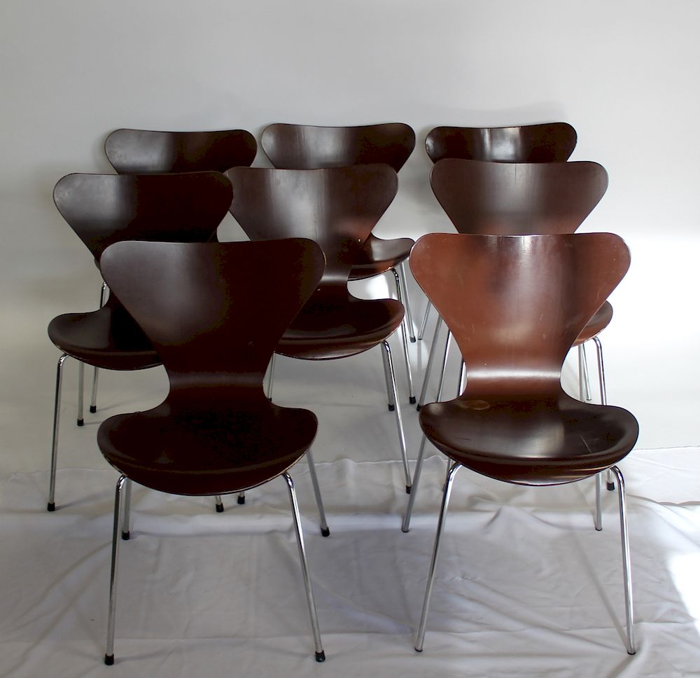 Appraisal: Fritz Hansen Set of Arne Jacobsen Chairs From The Danish