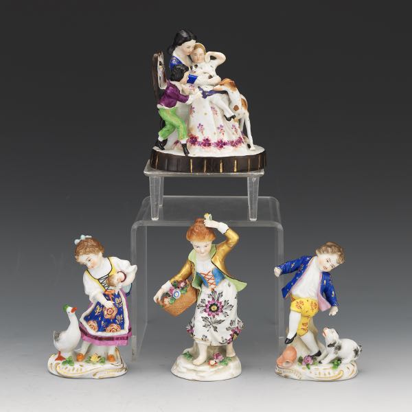 Appraisal: FOUR ENGLISH PORCELAIN FIGURINES CA 'S Three porcelain figurines of