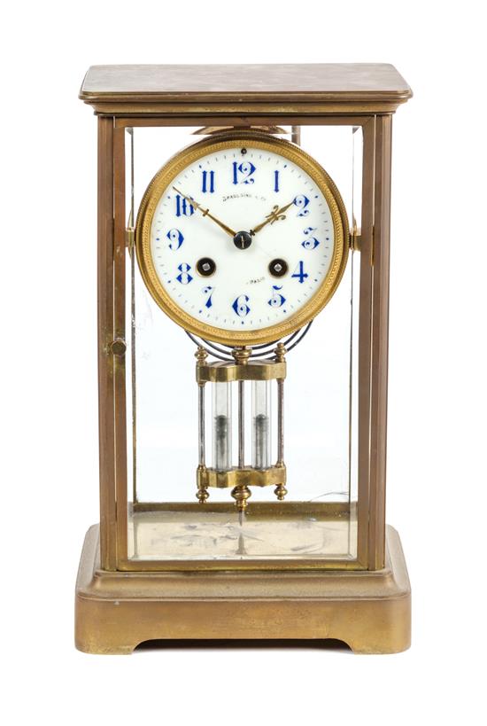 Appraisal: Sale Lot A French Brass and Glass Crystal Regulator Clock