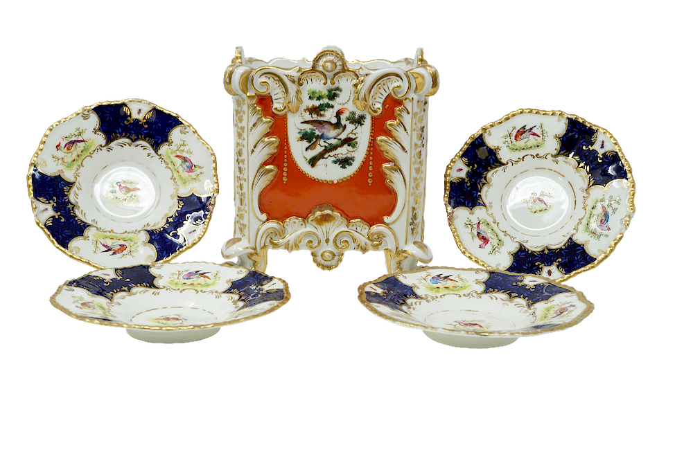 Appraisal: Coalport Porcelain Saucers Cache Coalport Porcelain Four Saucers and Cache