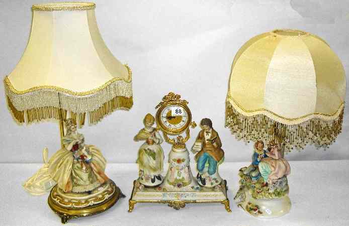 Appraisal: Capodemonte Figure Group of a courting Couple Lampbase Lady with