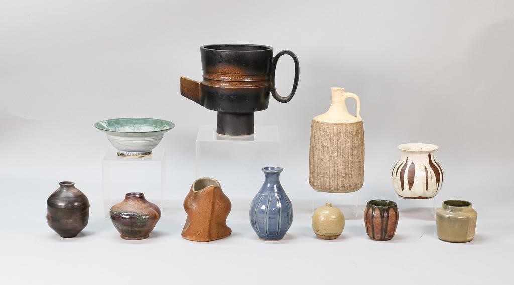 Appraisal: Eleven pieces of modern pottery some signed chip on neck