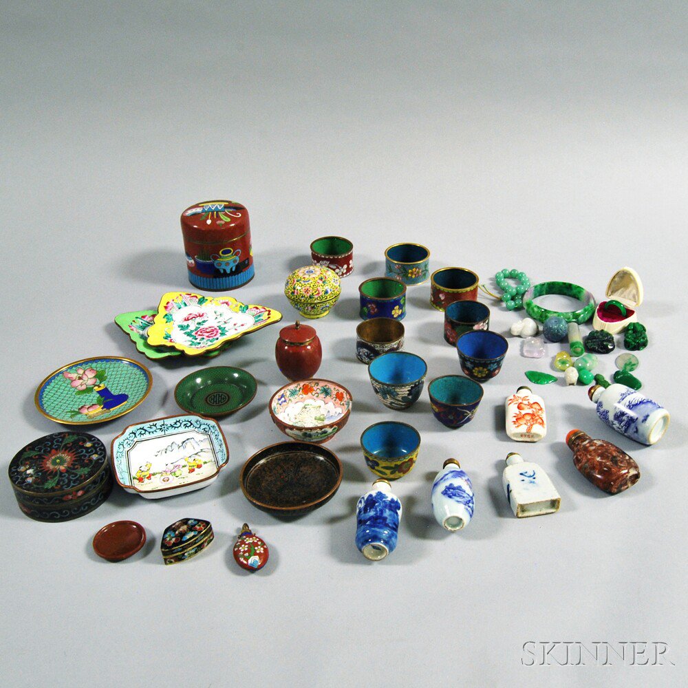 Appraisal: Group of Asian Items including cloisonne napkin rings cups plates