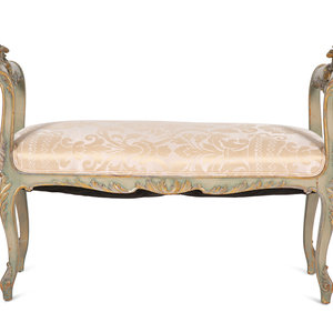 Appraisal: A Continental Painted and Parcel Gilt Bench Late th Century