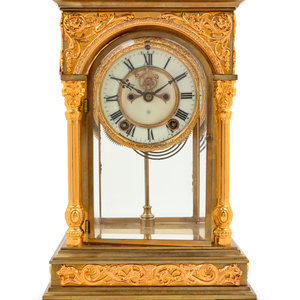 Appraisal: An Ansonia Sirius Gilt Metal and Crystal Regulator Clock Height