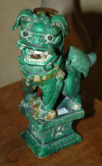 Appraisal: A CHINESE GLAZED CERAMIC INCENSE BURNER Modelled as a fo