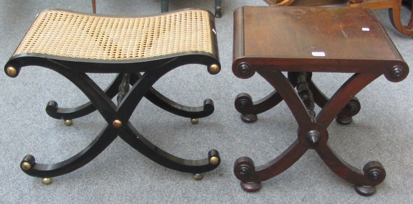 Appraisal: A Victorian rosewood 'X' frame stool of Gillows design cm