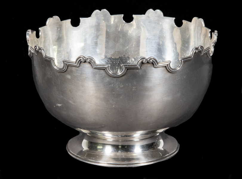 Appraisal: GEORGE V SILVER MONTEITH BOWL English Sterling Silver Footed Bowl