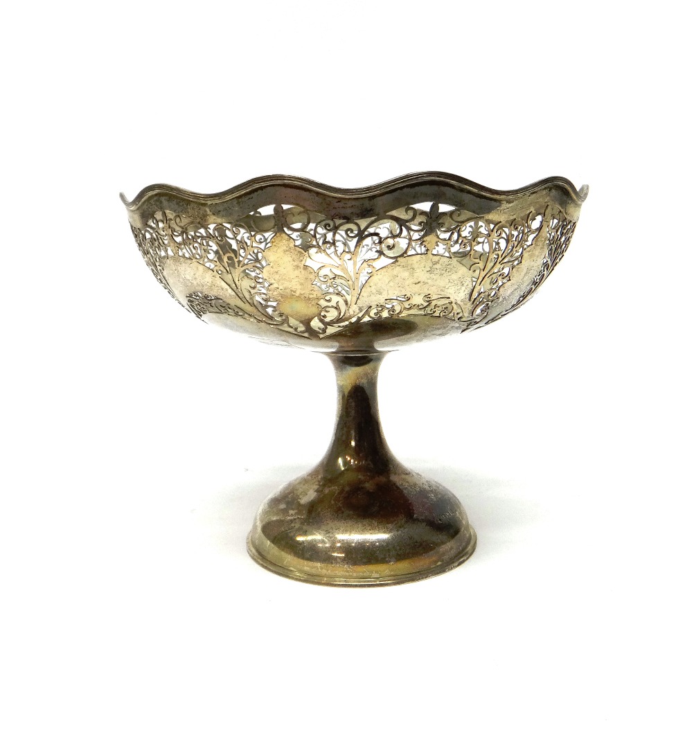 Appraisal: A silver pedestal tazza of shaped circular form decorated with