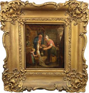 Appraisal: th C Dutch Interior Scene depicting a family gathered around