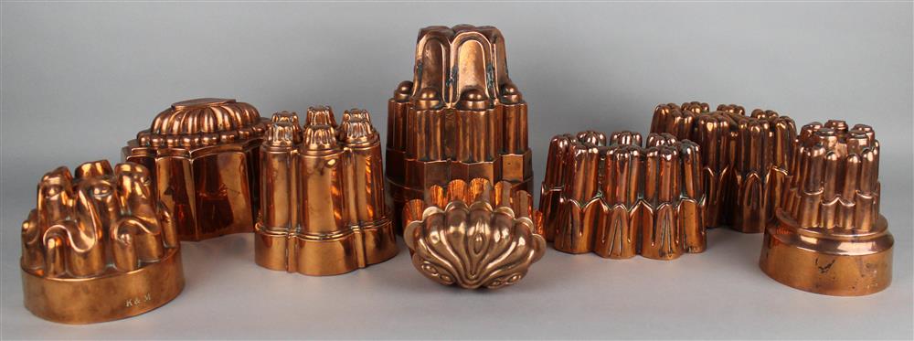 Appraisal: COLLECTION OF EIGHT COPPER JELLY MOLDS of varying sizes some