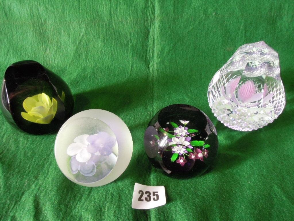 Appraisal: A collection of four limited edition Caithness floral paperweights including