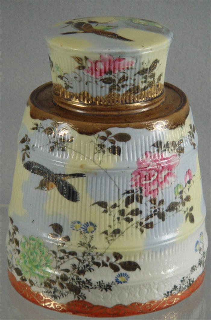 Appraisal: Kutani Japanese porcelain ginger jar floral bird design with interior