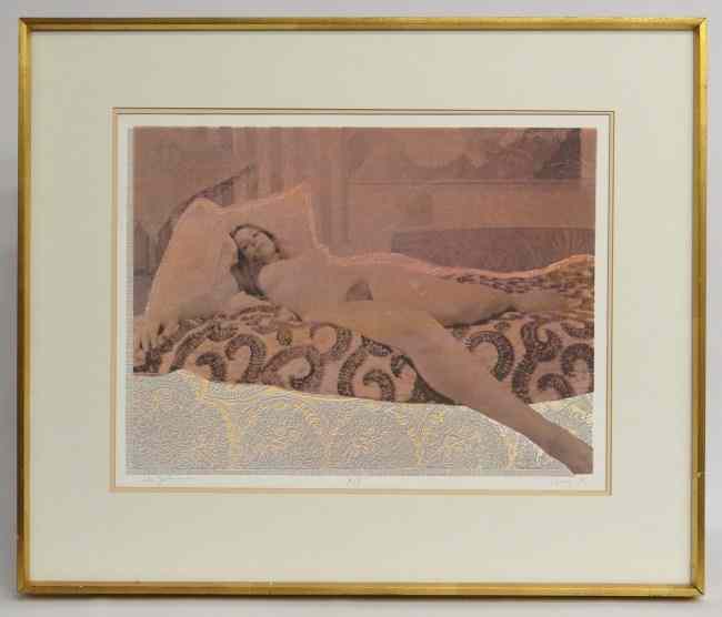 Appraisal: Signed artist proof print nude woman Signed illegibly Sight ''