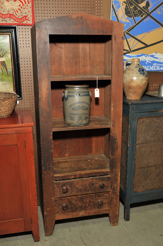 Appraisal: WALL CUPBOARD Brown painted cupboard with two shelves and two