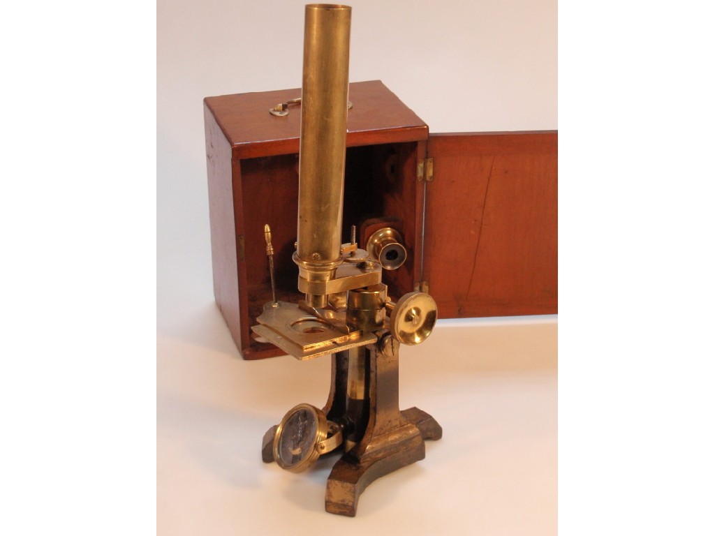 Appraisal: A Victorian mahogany cased gilt brass microscope no makers stamps