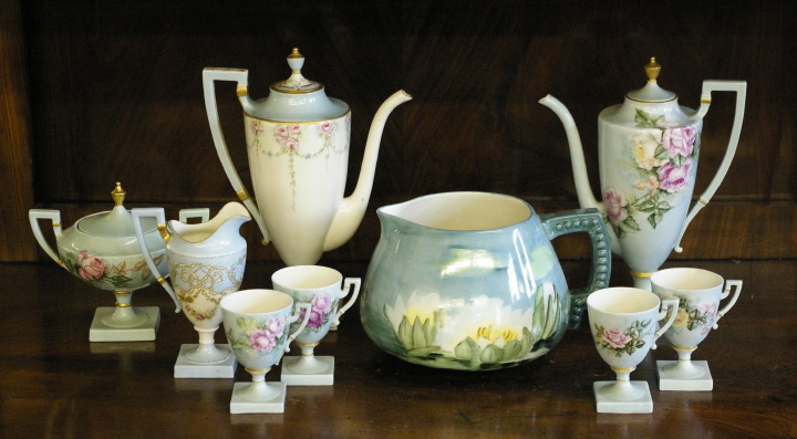 Appraisal: Nine-Piece Collection of Hand-Painted American Belleek Porcelain comprised of a