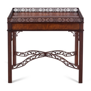 Appraisal: A Baker Chinese Chippendale Style Mahogany Tea Table th Century