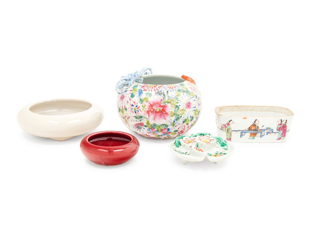 Appraisal: Five Chinese Porcelain Scholar's Objects Five Chinese Porcelain Scholar's Objects