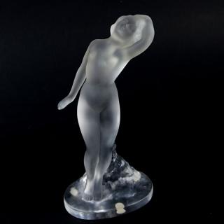 Appraisal: Lalique Frosted Crystal Art Deco Nude Figurine Lalique Frosted Crystal