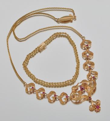 Appraisal: A Ladies' Gold Necklace and Bracelet k yellow gold necklace