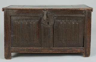 Appraisal: Tudor th c Linenfold Coffer Tudor period joined oak coffer