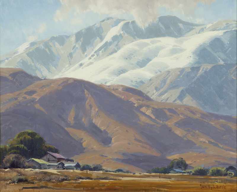 Appraisal: 'Snowfall'' San Gorgonio Mountain in winter oil on waxed canvas