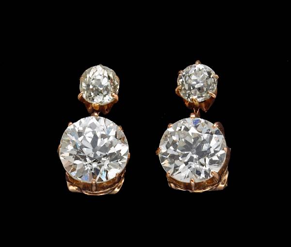 Appraisal: A pair of diamond earrings estimated total diamond weight carats