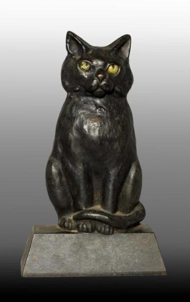 Appraisal: Cast Iron Sitting Cat on Base Doorstop Condition Very Good