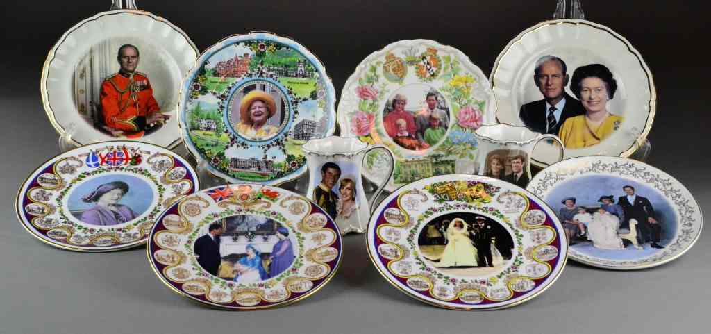 Appraisal: Royal Family Commemorative Mugs PlatesIncluding '' plates depicting the Queen