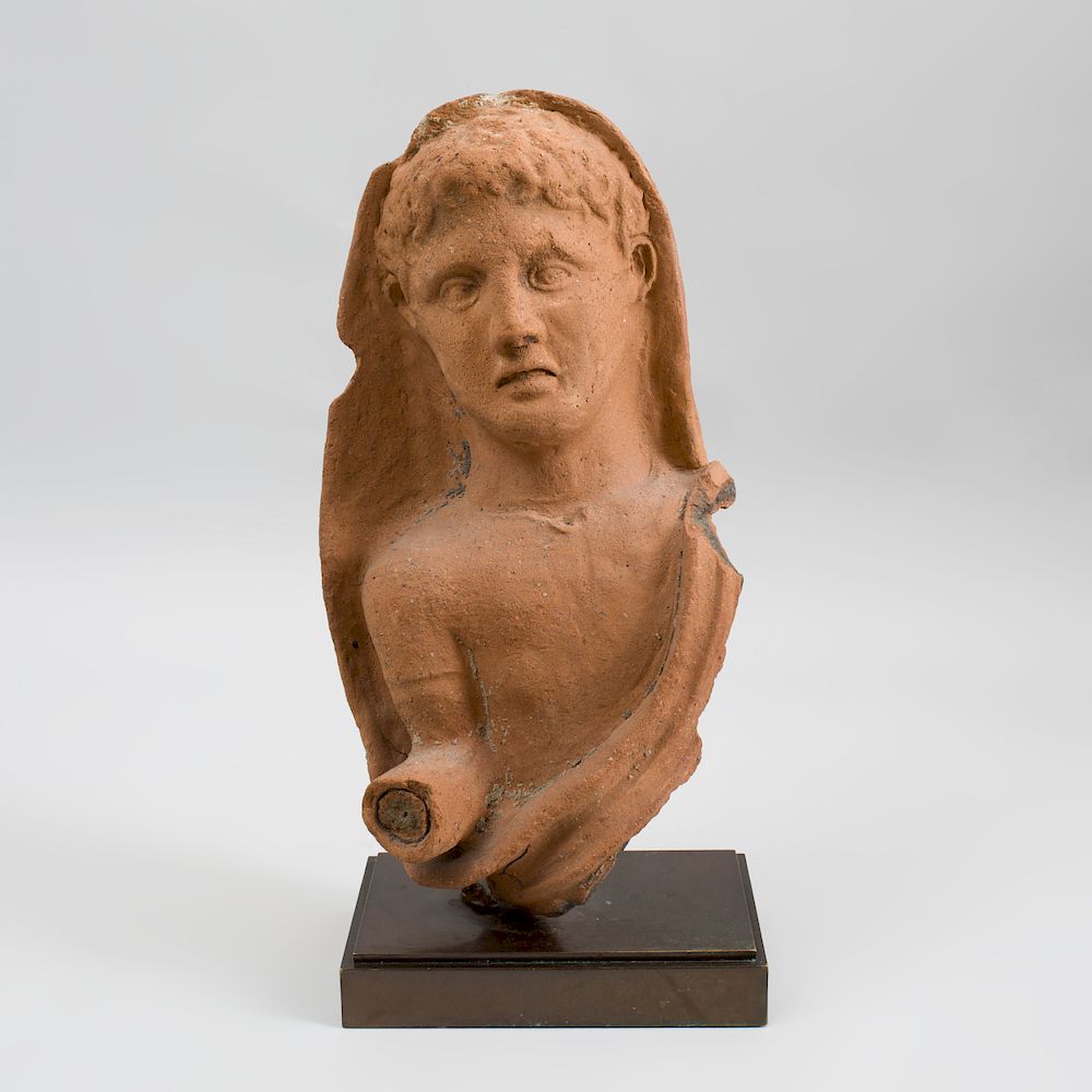 Appraisal: Etruscan Style Terracotta Bust of a Youth With unfinished back