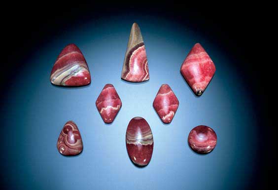 Appraisal: COLLECTION OF RHODOCHROSITE CABOCHONS Argentina This fine collection of Rhodochrosite